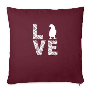 Perroquet gris d’Afrique Amour - Housse de coussin décorative 45 x 45 cm - bordeaux - Devant