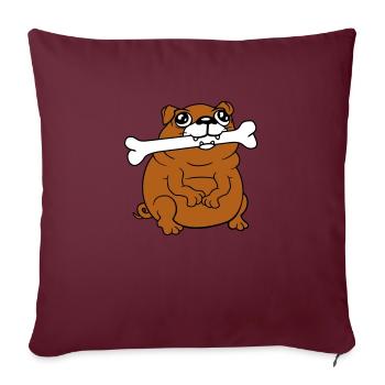 Carlin Chien Os Bouche FaimYummy Happy Cool - Housse de coussin décorative 45 x 45 cm - bordeaux - Devant