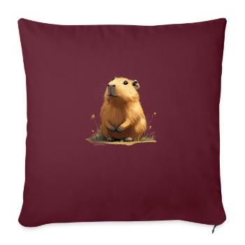 Bébé Capybara - Housse de coussin décorative 45 x 45 cm - bordeaux - Devant