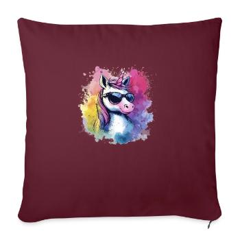 Bébé licorne - Housse de coussin décorative 45 x 45 cm - bordeaux - Devant