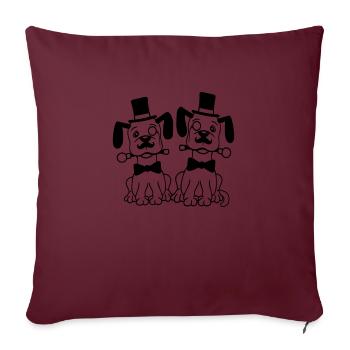 2 Chiens M. Sir Cylindre Chapeau Monocle Lunettes Empire - Housse de coussin décorative 45 x 45 cm - bordeaux - Devant