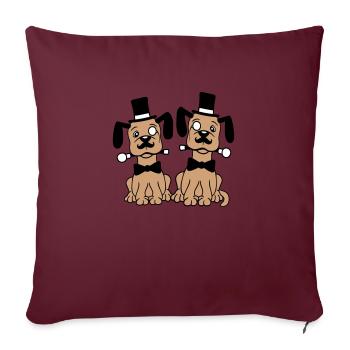 2 Chiens M. Sir Cylindre Chapeau Monocle Lunettes Empire - Housse de coussin décorative 45 x 45 cm - bordeaux - Devant