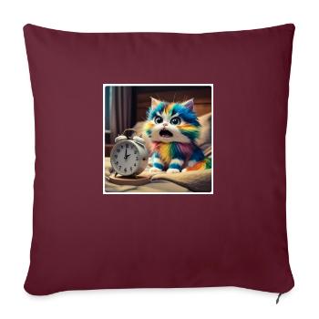 Cat with alarm clock - Sofa pillowcase 17,3'' x 17,3'' (45 x 45 cm) - burgundy - Front