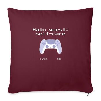 Hauptquest Self-Care: Retro-Design mit Controller - Sofakissenbezug 45 x 45 cm - Burgunderrot - Vorne