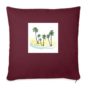 Paradiesischer Strand mit karibischen Palmen - Sofakissenbezug 45 x 45 cm - Burgunderrot - Vorne