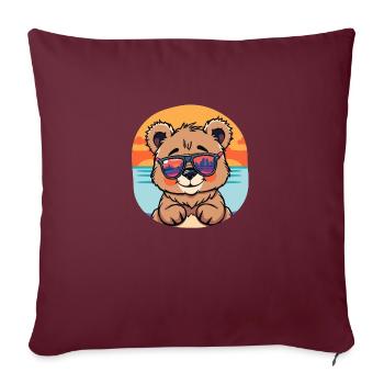 Cool Teddy – Summer Vibes - Sofakissenbezug 45 x 45 cm - Burgunderrot - Vorne