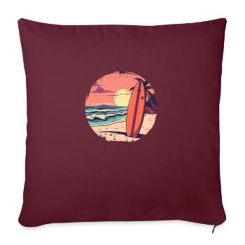 Retro Surf Vibes – Endloser Sommer - Sofakissenbezug 45 x 45 cm - Burgunderrot - Vorne