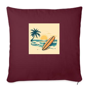 Retro Surf Paradise – Wellen, Sonne & Freiheit - Sofakissenbezug 45 x 45 cm - Burgunderrot - Vorne