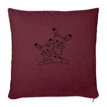 2 Foxes Mother Red Fox Little Child Father Mom - Sofa pillowcase 17,3'' x 17,3'' (45 x 45 cm) - burgundy - Front