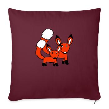 2 Foxes Mother Red Fox Little Child Father Mom - Sofa pillowcase 17,3'' x 17,3'' (45 x 45 cm) - burgundy - Front