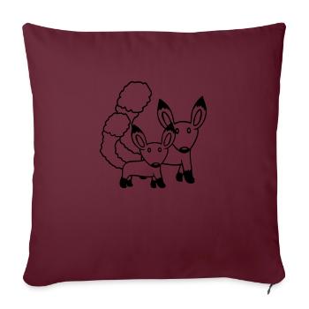 2 Foxes Mother Red Fox Little Child Father Mom - Sofa pillowcase 17,3'' x 17,3'' (45 x 45 cm) - burgundy - Front