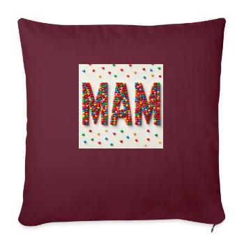 Mam,Wort,Herz - Sofakissenbezug 45 x 45 cm - Burgunderrot - Vorne