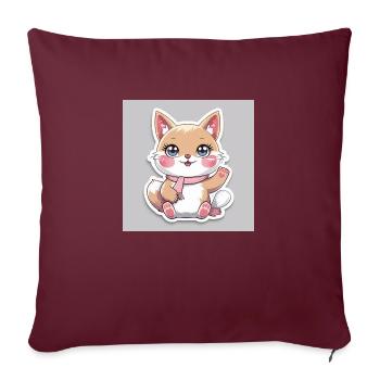 Autocollant animal joyeux kawaii - Housse de coussin décorative 45 x 45 cm - bordeaux - Devant