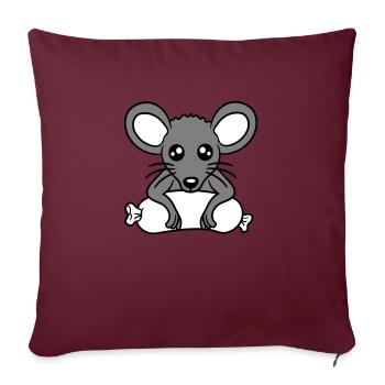 Souris grosse saucisse manger faim saucisse grillades - Housse de coussin décorative 45 x 45 cm - bordeaux - Devant