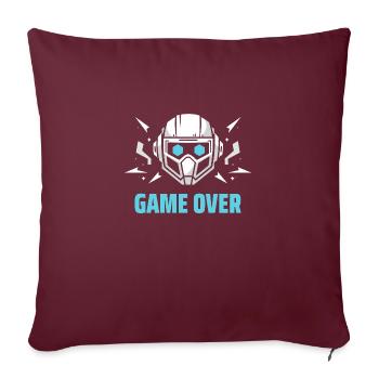 casque futuriste - "game over" - Housse de coussin décorative 45 x 45 cm - bordeaux - Devant