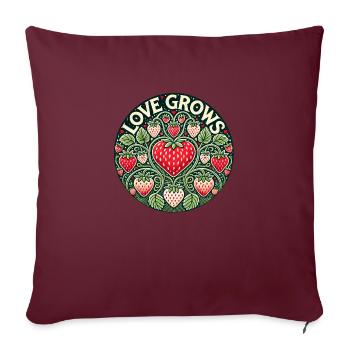 L’amour fait pousser la fraise - Housse de coussin décorative 45 x 45 cm - bordeaux - Devant