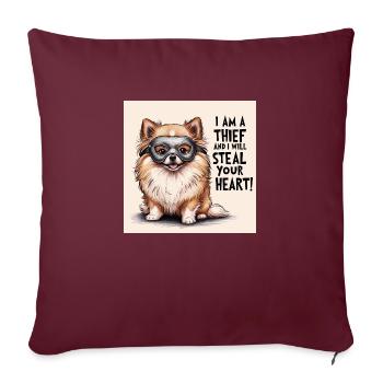 Pomeranian Dog "I am a thief" - Sofa pillowcase 17,3'' x 17,3'' (45 x 45 cm) - burgundy - Front