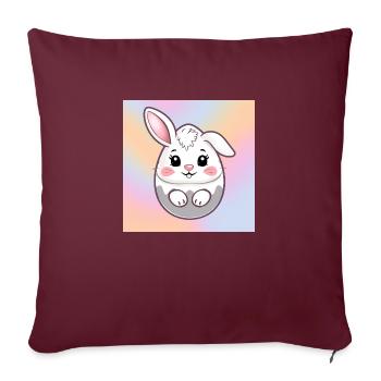 Eierglück mit Hase - Sofakissenbezug 45 x 45 cm - Burgunderrot - Vorne