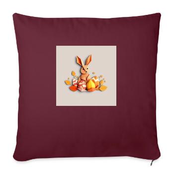 Origami-ostern-Hase zwischen Frühlingsblättern - Sofakissenbezug 45 x 45 cm - Burgunderrot - Vorne