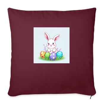 Osterhase und bunte Freude - Sofakissenbezug 45 x 45 cm - Burgunderrot - Vorne