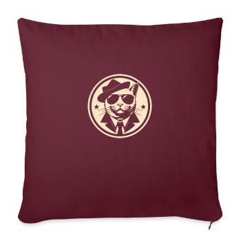 Chat gangster - Housse de coussin décorative 45 x 45 cm - bordeaux - Devant