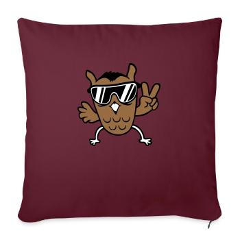 Coole Eule Peace Handzeichen Victory Sonnenbrille - Sofakissenbezug 45 x 45 cm - Burgunderrot - Vorne
