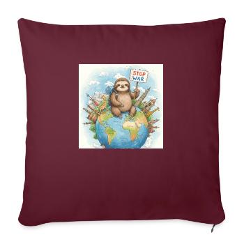 Sloth Wanderer Stop War - Housse de coussin décorative 45 x 45 cm - bordeaux - Devant