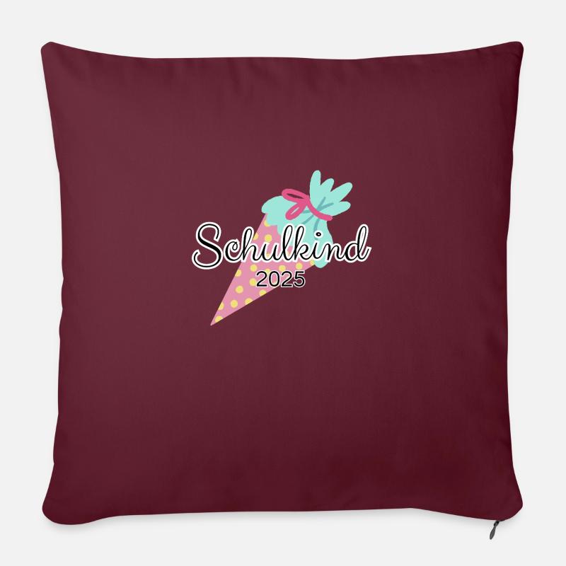 Schulkind Schultüte Türkis - Sofakissenbezug 45 x 45 cm - Burgunderrot