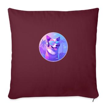 Neon-Doggo mit Beats Sonnenbrille Cyberpunk Retro - Sofakissenbezug 45 x 45 cm - Burgunderrot - Vorne