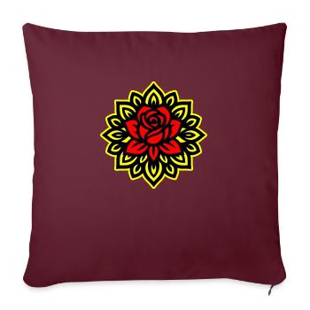 Mandala Fleur Rose - Housse de coussin décorative 45 x 45 cm - bordeaux - Devant
