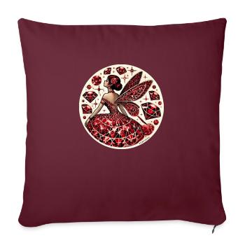 Rubin Fee – Mystischer roter Edelstein Fantasy Design - Sofakissenbezug 45 x 45 cm - Burgunderrot - Vorne