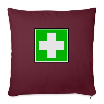 Erste-Hilfe-Kreuz - Sofakissenbezug 45 x 45 cm - Burgunderrot - Vorne