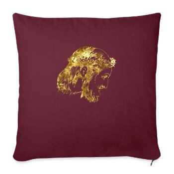 Jésus foi d'or - Housse de coussin décorative 45 x 45 cm - bordeaux - Devant