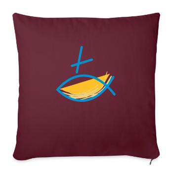 Altkatholischer Logo Fisch Blau/Gelb - Sofakissenbezug 45 x 45 cm - Burgunderrot - Vorne