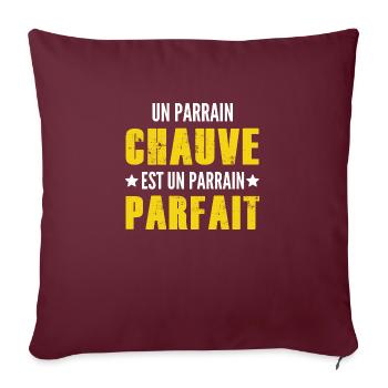 un parrain chauve est un parrain parfait - Housse de coussin décorative 45 x 45 cm - bordeaux - Devant