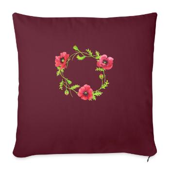 Flowers wreath spring wedding poppy - Sofa pillowcase 17,3'' x 17,3'' (45 x 45 cm) - burgundy - Front
