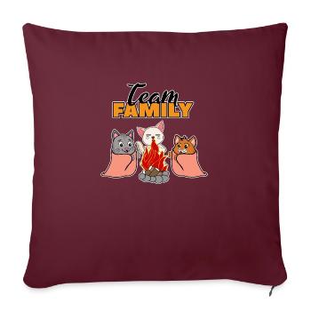 équipe famille chat camping enterrement de vie de jeune fille animal - Housse de coussin décorative 45 x 45 cm - bordeaux - Devant
