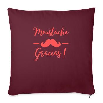 Design Moustache Gracias parfait pour un cadeau ! - Housse de coussin décorative 45 x 45 cm - bordeaux - Devant