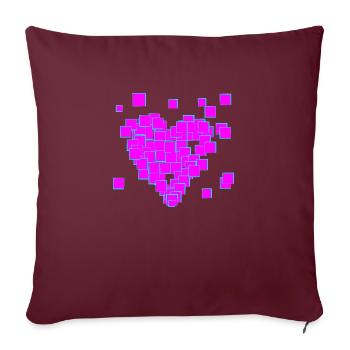 Pink pixel herz - Sofakissenbezug 45 x 45 cm - Burgunderrot - Vorne
