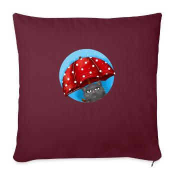 Chat de jour de pluie - Housse de coussin décorative 45 x 45 cm - bordeaux - Devant