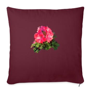 Rose rouge GERANIE - Housse de coussin décorative 45 x 45 cm - bordeaux - Devant