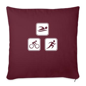 Triathlon Natation Bike Run Marathon - Housse de coussin décorative 45 x 45 cm - bordeaux - Devant