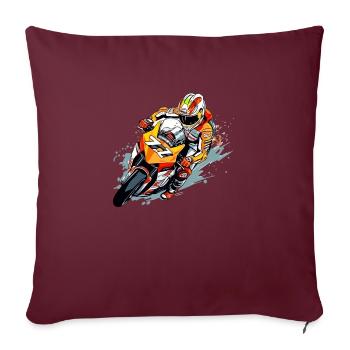 Moto de course n°77 - Housse de coussin décorative 45 x 45 cm - bordeaux - Devant