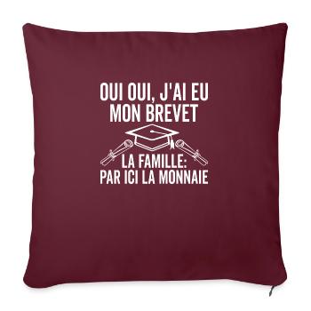 j'ai eu Mon Brevet des Collèges Drôle Graduation - Housse de coussin décorative 45 x 45 cm - bordeaux - Devant