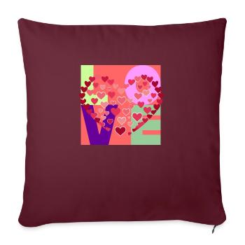 "LOVE" - Ein buntes Design voller Liebe - Sofakissenbezug 45 x 45 cm - Burgunderrot - Vorne