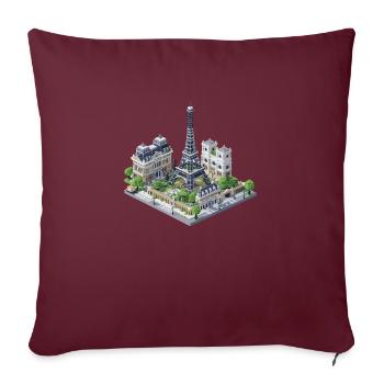 Paris Stadt Voxel Pixel Design Miniatur Reise - Sofakissenbezug 45 x 45 cm - Burgunderrot - Vorne