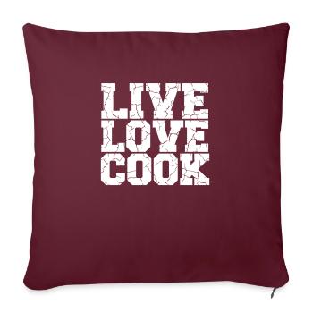 Vivre l’amour Cuisinier Vivre Amour Cuisine Maître De Cuisine - Housse de coussin décorative 45 x 45 cm - bordeaux - Devant