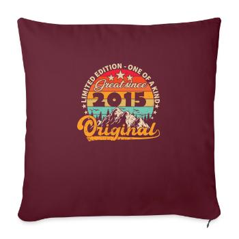 Millésime Né(e) 2015 Cadeau Anniversaire. - Housse de coussin décorative 45 x 45 cm - bordeaux - Devant