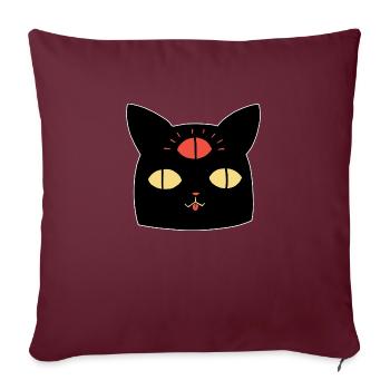Chat et Troisième Oeil - Housse de coussin décorative 45 x 45 cm - bordeaux - Devant