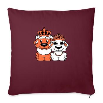 Deux Chiens Couronne Roi Reine Souverain Majesté - Housse de coussin décorative 45 x 45 cm - bordeaux - Devant